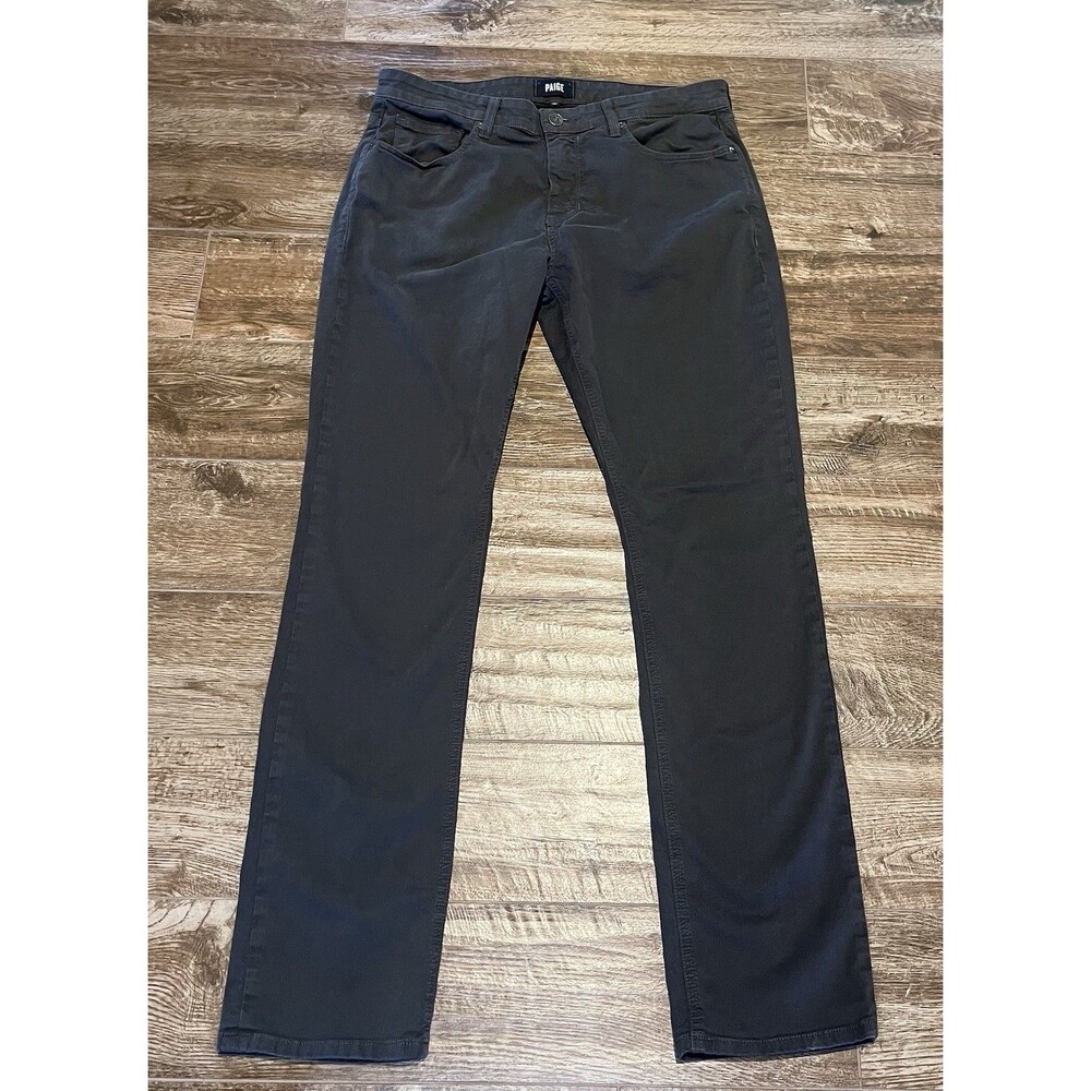 Paige Federal Jeans Mens 34x34 Gray Charcoal Wash Slim Tapered Stretch Denim USA